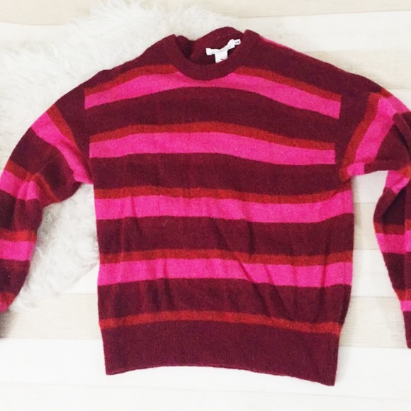 Hu0026M | Sweaters | Hm Pink Burgundy Knitted Striped Sweater | Poshmark